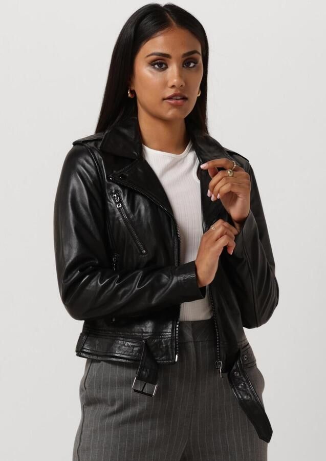 Ibana Dames Leren Jas Moss Zwart Black Dames - Foto 4