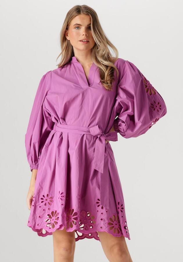 Ibana Mini-jurk met broderie details Diviana roze - Foto 4