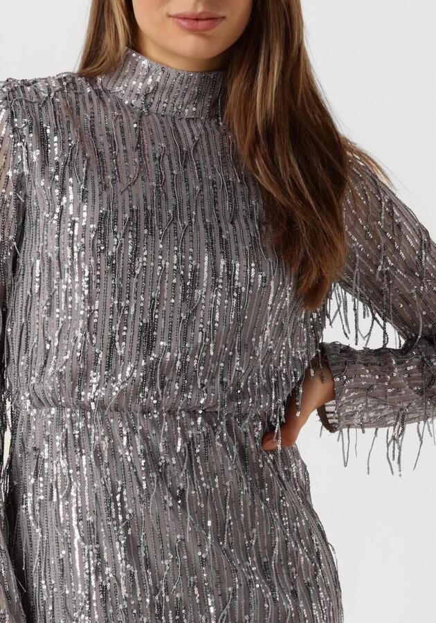 Ibana Sprankelende Grijze Pailletten Mini Jurk Gray Dames