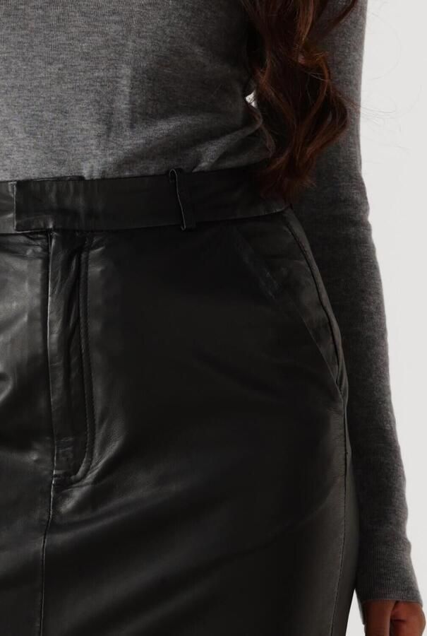 Ibana Zacht leren pencil skirt Steca zwart - Foto 2