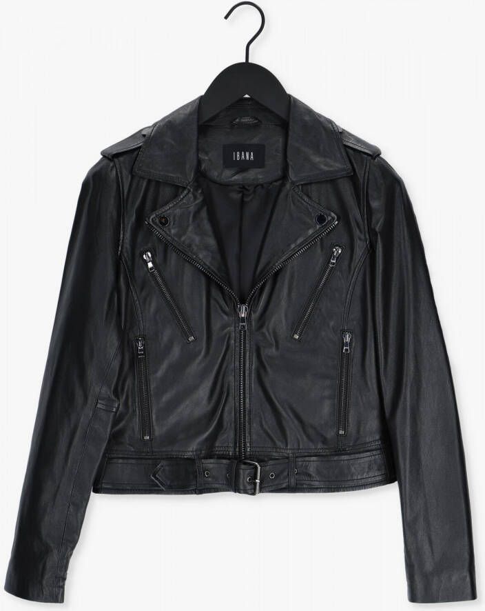 Ibana Dames Leren Jas Moss Zwart Black Dames
