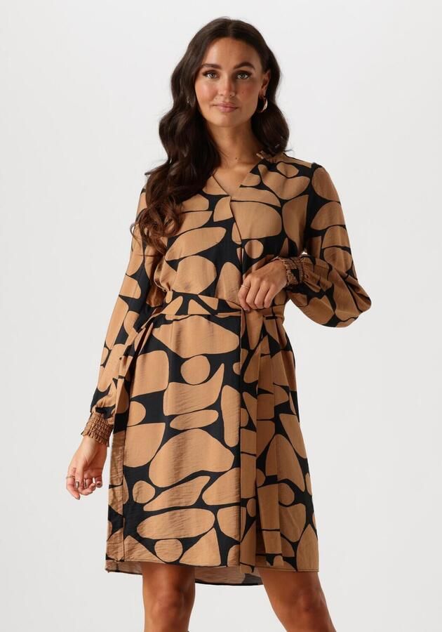 InWear Korte Tobacco Elements Jurk met Pofmouwen Beige Dames - Foto 4