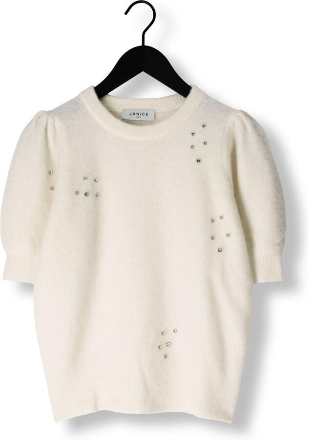 Janice Zacht gebreide top met strass steentjes Peyton naturel