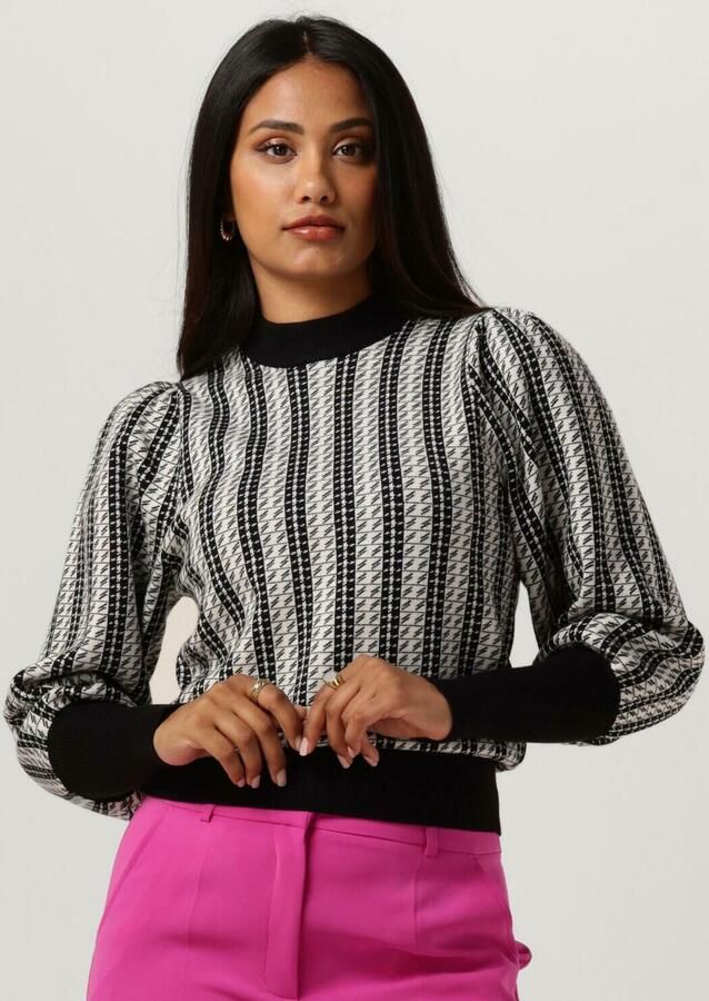 JANICE Dames Truien & Vesten Trui Gebreid Pof Mouw Jay Zwart - Foto 4