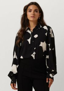Jansen Amsterdam Gebroken Wit Blouse Wbp764 Blouse Print With Puffsleeves