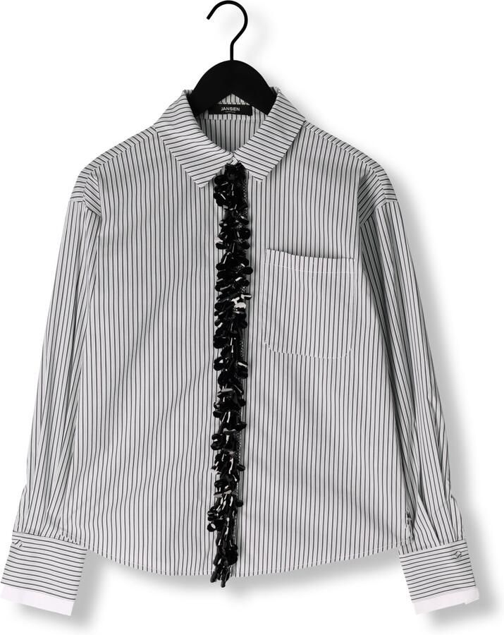 JANSEN AMSTERDAM Dames Blouses Alexis Blouse Cs1 718 Sequin Plaquet Wit