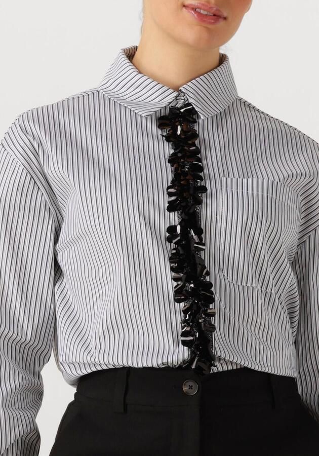 JANSEN AMSTERDAM Dames Blouses Alexis Blouse Cs1 718 Sequin Plaquet Wit - Foto 3