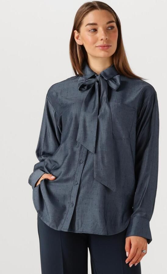 JANSEN AMSTERDAM Dames Blouses Ess Blouse Sr 737 Necktie Donkerblauw - Foto 4