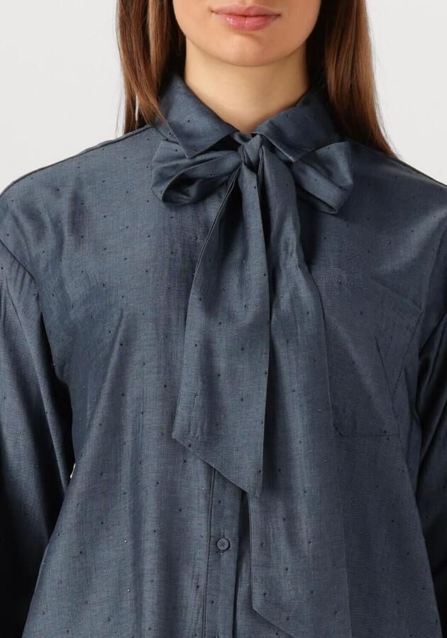 JANSEN AMSTERDAM Dames Blouses Ess Blouse Sr 737 Necktie Donkerblauw - Foto 2