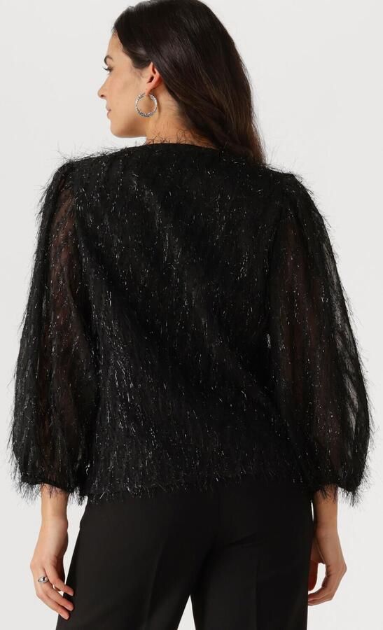 JANSEN AMSTERDAM Dames Blouses Ff178 Puffed 3 4 Sleeve Top Zwart - Foto 3