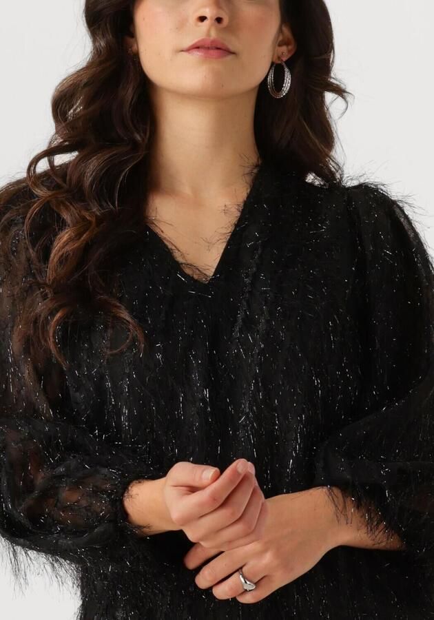 JANSEN AMSTERDAM Dames Blouses Ff178 Puffed 3 4 Sleeve Top Zwart - Foto 2