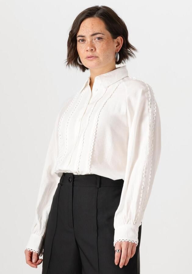 JANSEN AMSTERDAM Dames Blouses Indi Blouse Fs 793 Long Sleeve Lace Tape Wit - Foto 4