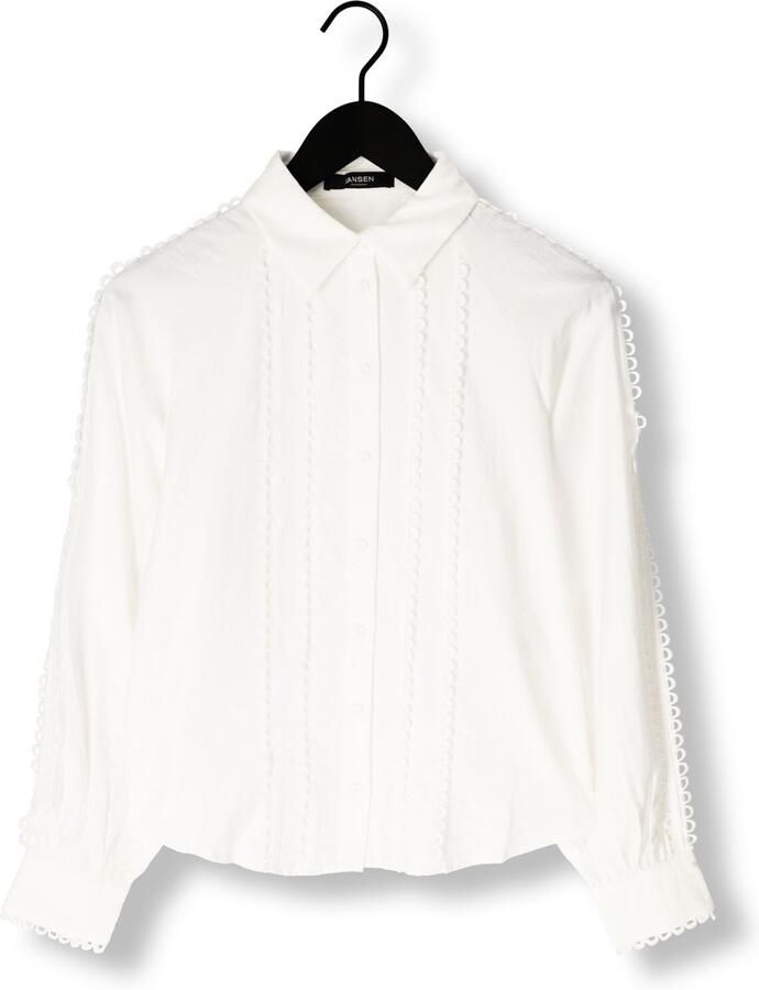 JANSEN AMSTERDAM Dames Blouses Indi Blouse Fs 793 Long Sleeve Lace Tape Wit