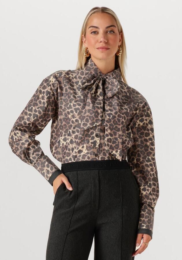 JANSEN AMSTERDAM Dames Blouses Kessa Blouse Wa 738 Necktie Bruin - Foto 4