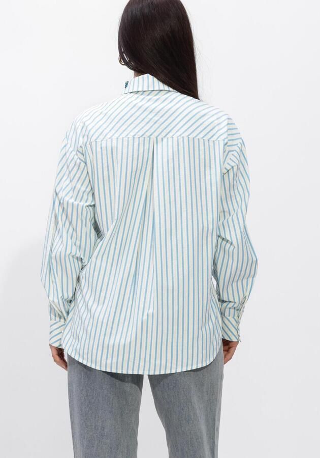 JANSEN AMSTERDAM Dames Blouses Micky Blouse Sa 751 Stripe Long Sleeve Sequins At Collar Wit - Foto 3