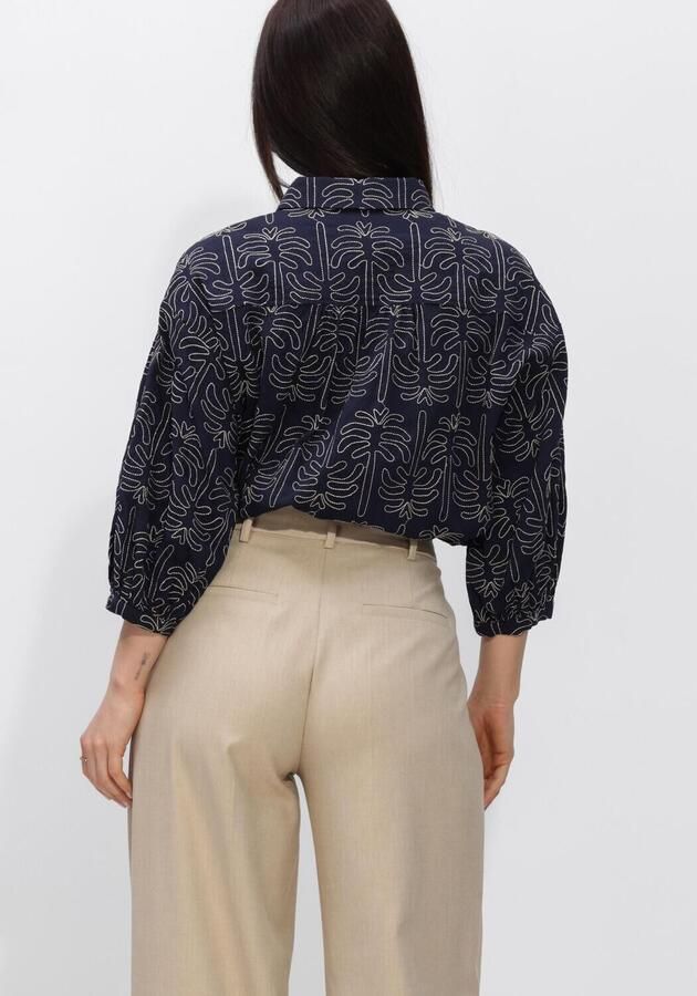JANSEN AMSTERDAM Dames Blouses Nuria Blouse Wpt 761 3 4 Sleeve Wide Fit Donkerblauw - Foto 4