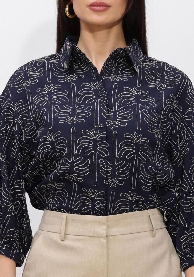 JANSEN AMSTERDAM Dames Blouses Nuria Blouse Wpt 761 3 4 Sleeve Wide Fit Donkerblauw - Foto 3