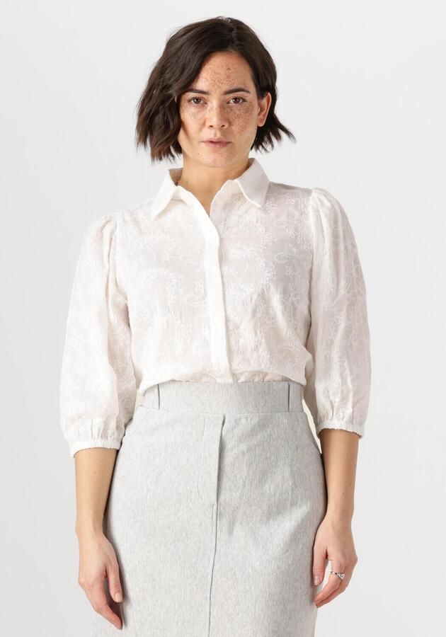 JANSEN AMSTERDAM Dames Blouses Ouma Blouse Wfe 722 3 4 Puffed Sleeve Wit - Foto 4