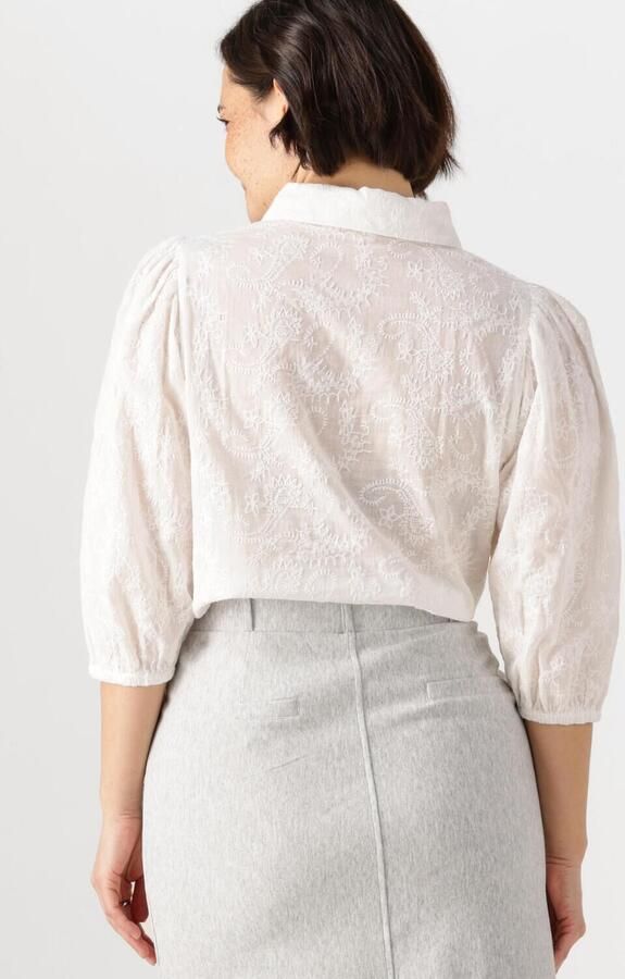 JANSEN AMSTERDAM Dames Blouses Ouma Blouse Wfe 722 3 4 Puffed Sleeve Wit - Foto 3