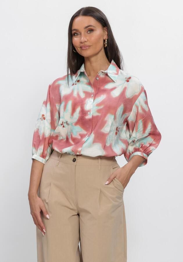 JANSEN AMSTERDAM Dames Blouses Pip Blouse Wf 761 3 4 Puffed Sleeve Wide Fit Multi