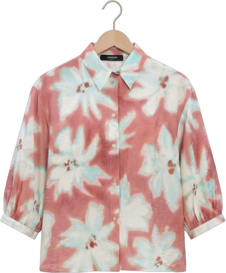 JANSEN AMSTERDAM Dames Blouses Pip Blouse Wf 761 3 4 Puffed Sleeve Wide Fit Multi - Foto 2