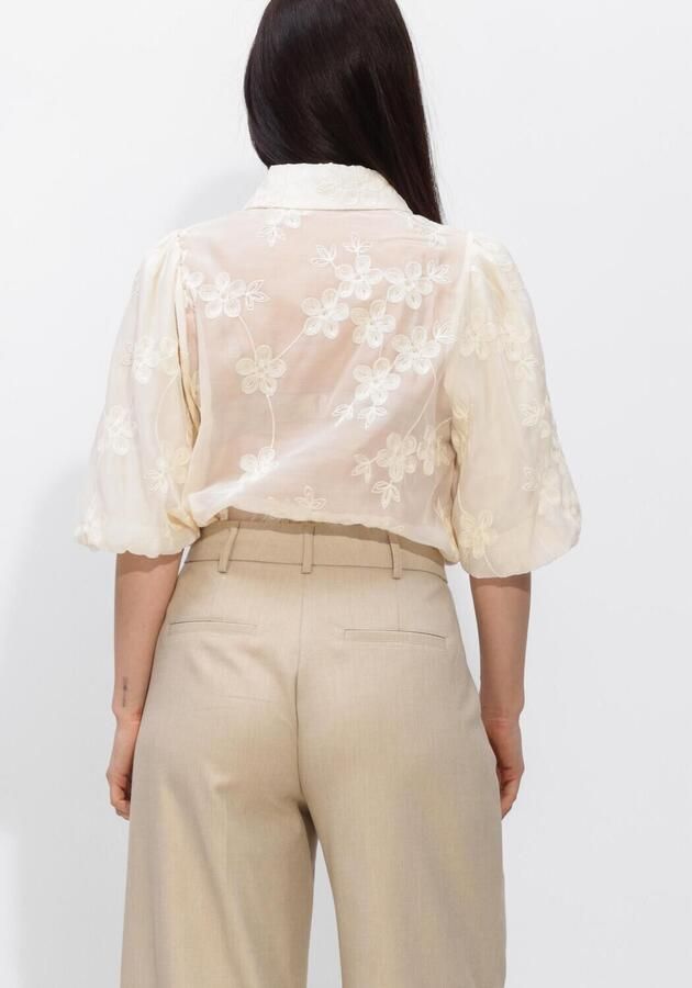 JANSEN AMSTERDAM Dames Blouses Priya Blouse Te 773 Short Puffed Sleeve Flower Embroidery Ecru - Foto 3