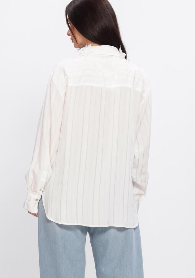 JANSEN AMSTERDAM Dames Blouses Rabia Blouse Slg 783 Long Sleeve Lace Flowers At Collar Wit - Foto 3