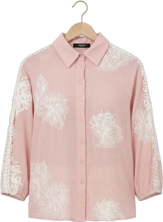 JANSEN AMSTERDAM Dames Blouses Raella Blouse Ae 701 3 4 Sleeve Embroidery Roze - Foto 2