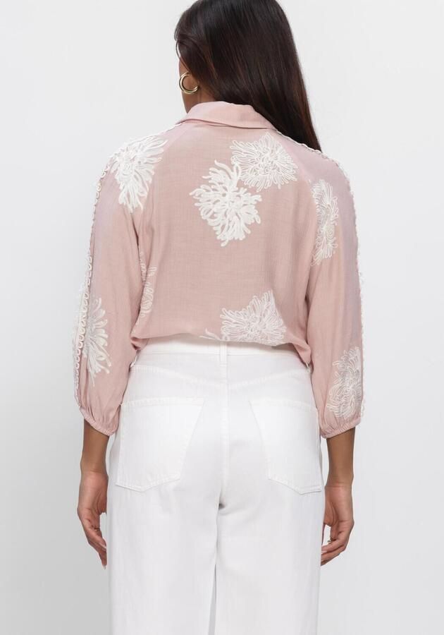 JANSEN AMSTERDAM Dames Blouses Raella Blouse Ae 701 3 4 Sleeve Embroidery Roze - Foto 3