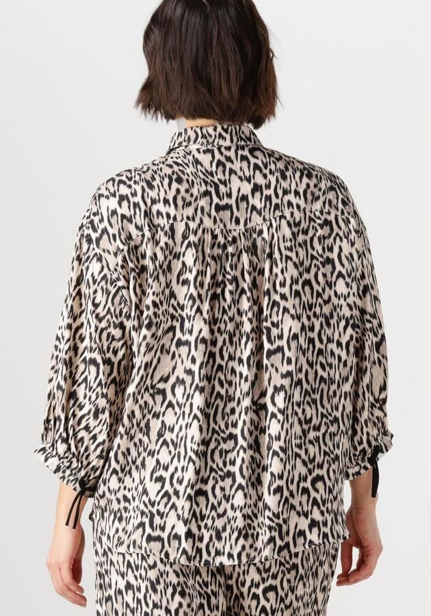 JANSEN AMSTERDAM Dames Blouses Robine Blouse Wa 798 3 4 Sleeve Bowdetails Beige - Foto 3