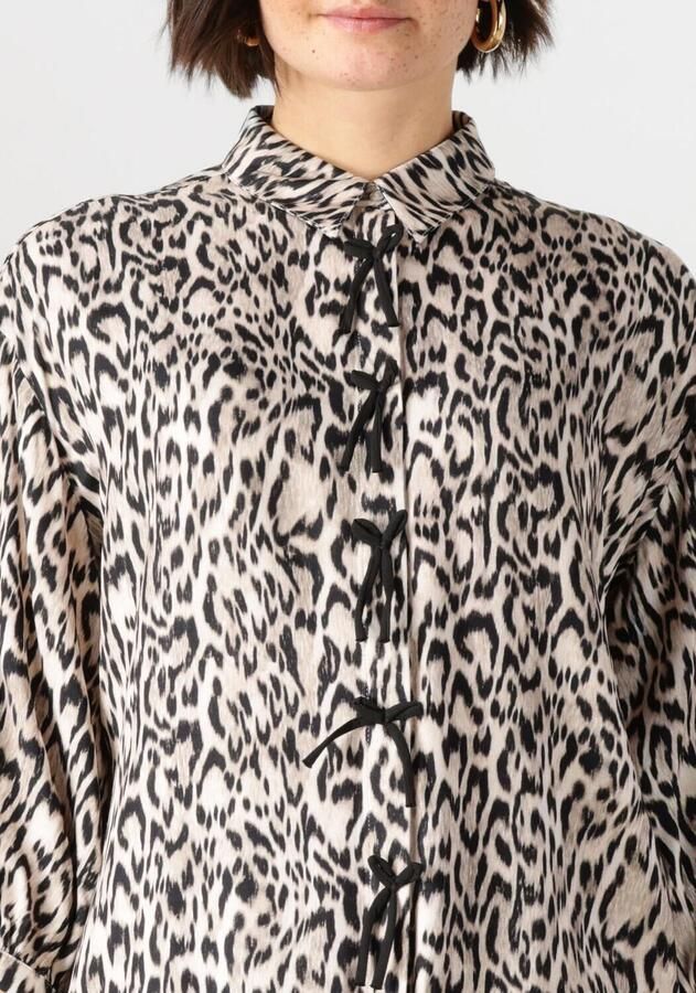 JANSEN AMSTERDAM Dames Blouses Robine Blouse Wa 798 3 4 Sleeve Bowdetails Beige - Foto 2