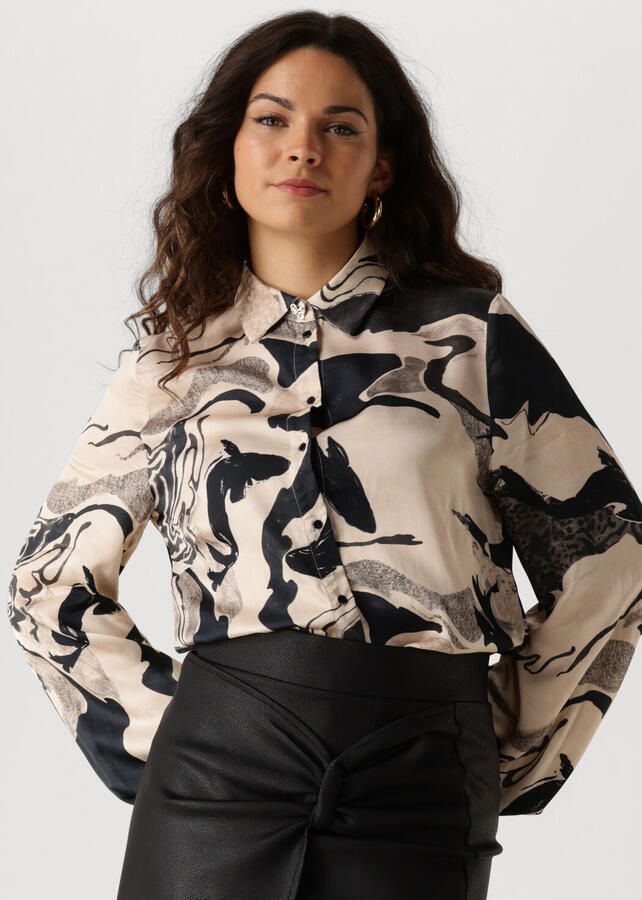 Jansen Amsterdam Overhemd Carola W24 Blouse WGP771 000131 Sand Black - Foto 4