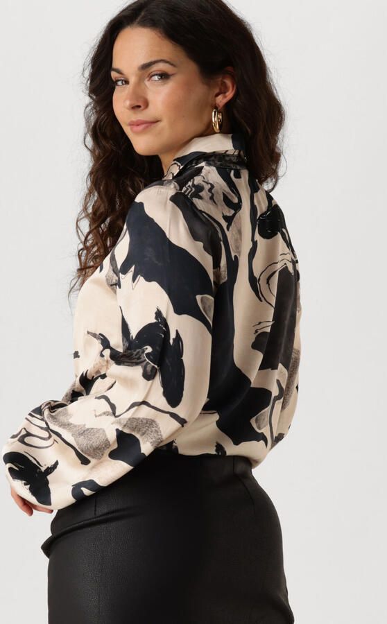 Jansen Amsterdam Overhemd Carola W24 Blouse WGP771 000131 Sand Black - Foto 3