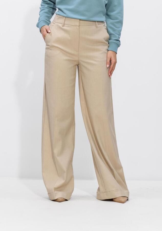 JANSEN AMSTERDAM Dames Broeken Nienke Broek 407 Long Wide Leg Beige
