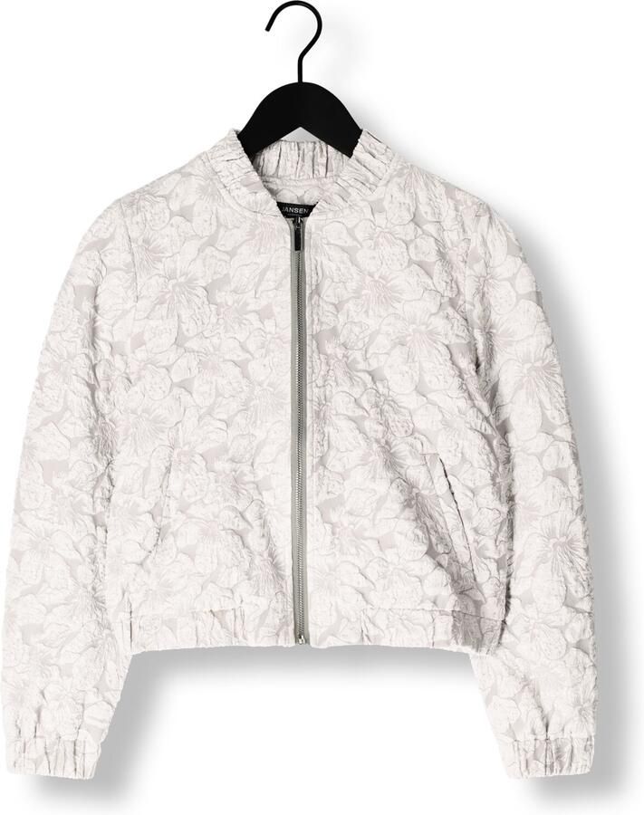 JANSEN AMSTERDAM Dames Jassen Josien Jasje J 275 Jacquard Bomber Long Sleeve Grijs