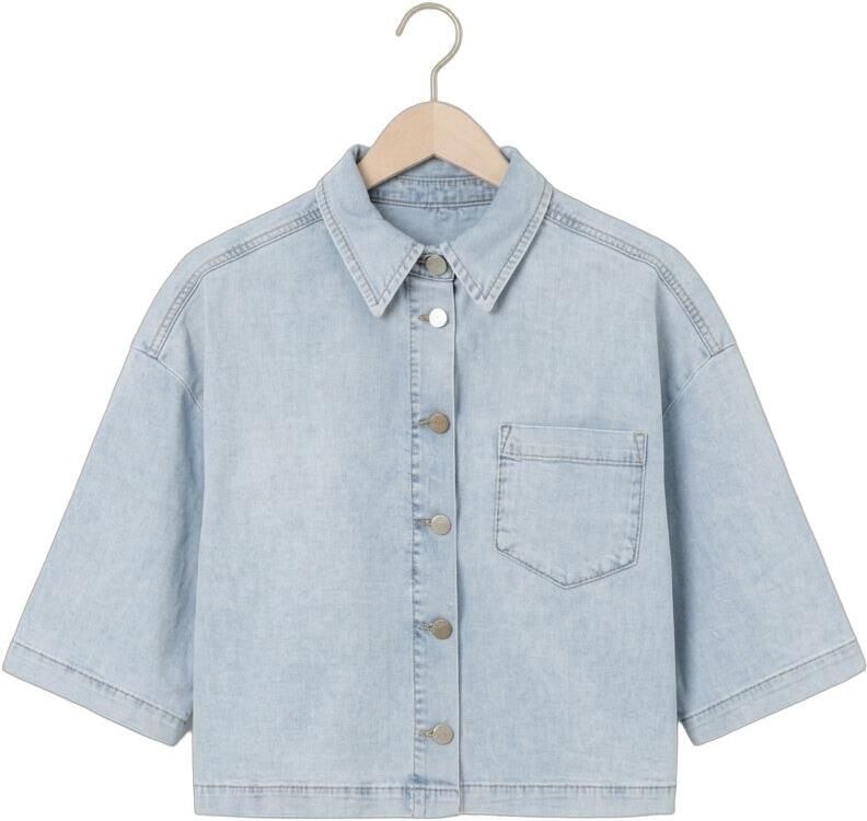 JANSEN AMSTERDAM Dames Jassen Mabel Jasje Llbd 732 Light Demin Short Sleeve Wide Fit Lichtblauw - Foto 2