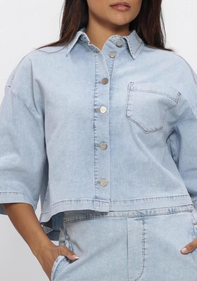 JANSEN AMSTERDAM Dames Jassen Mabel Jasje Llbd 732 Light Demin Short Sleeve Wide Fit Lichtblauw - Foto 4
