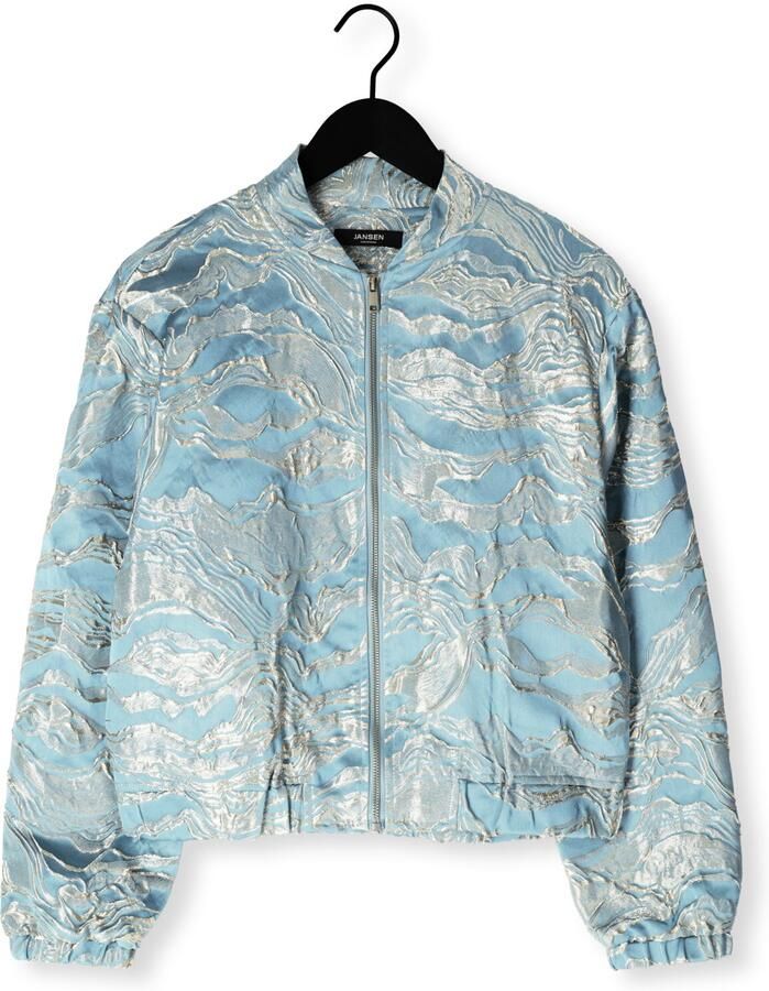 JANSEN AMSTERDAM Dames Jassen Qwen Jasje 219 Gj Bomber Long Sleeve Gold Jacquard Lichtblauw - Foto 2