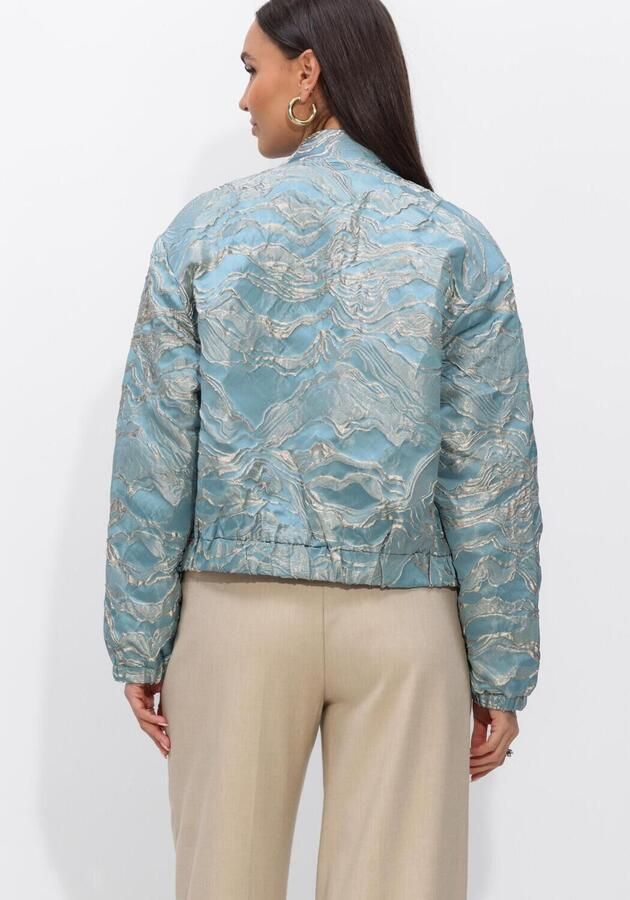 JANSEN AMSTERDAM Dames Jassen Qwen Jasje 219 Gj Bomber Long Sleeve Gold Jacquard Lichtblauw - Foto 4