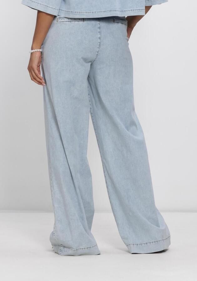 JANSEN AMSTERDAM Dames Jeans Saar Broek Llbd 429 Light Demin Long Wide Elastic Waist At Back Lichtblauw - Foto 2