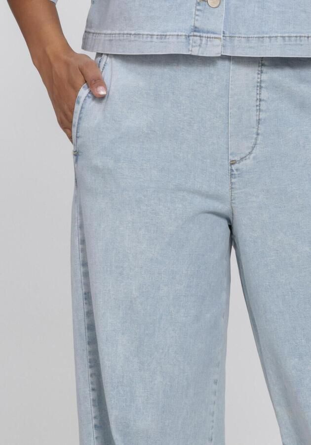 JANSEN AMSTERDAM Dames Jeans Saar Broek Llbd 429 Light Demin Long Wide Elastic Waist At Back Lichtblauw - Foto 3