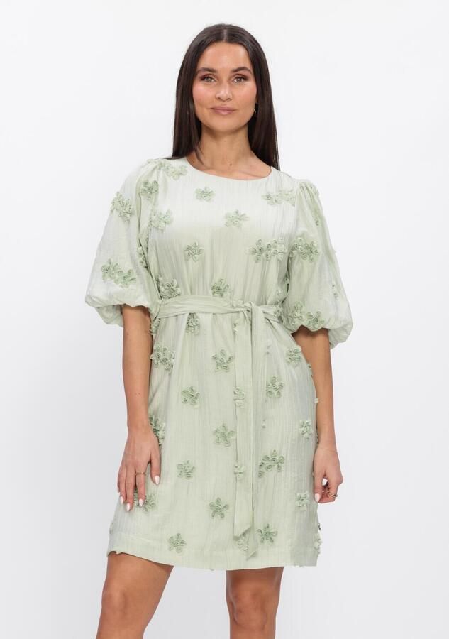 JANSEN AMSTERDAM Dames Jurken Roxy Jurk 3df1 596 Short Puffed Sleeve 3d Flowers Mint