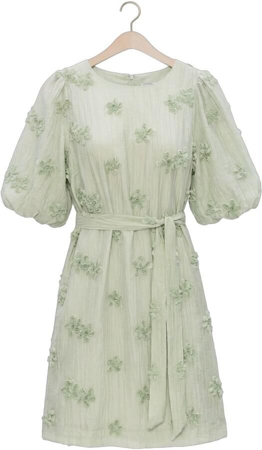 JANSEN AMSTERDAM Dames Jurken Roxy Jurk 3df1 596 Short Puffed Sleeve 3d Flowers Mint - Foto 4