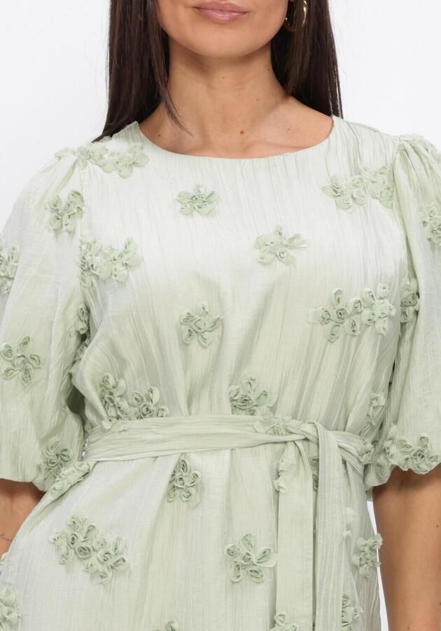 JANSEN AMSTERDAM Dames Jurken Roxy Jurk 3df1 596 Short Puffed Sleeve 3d Flowers Mint - Foto 3