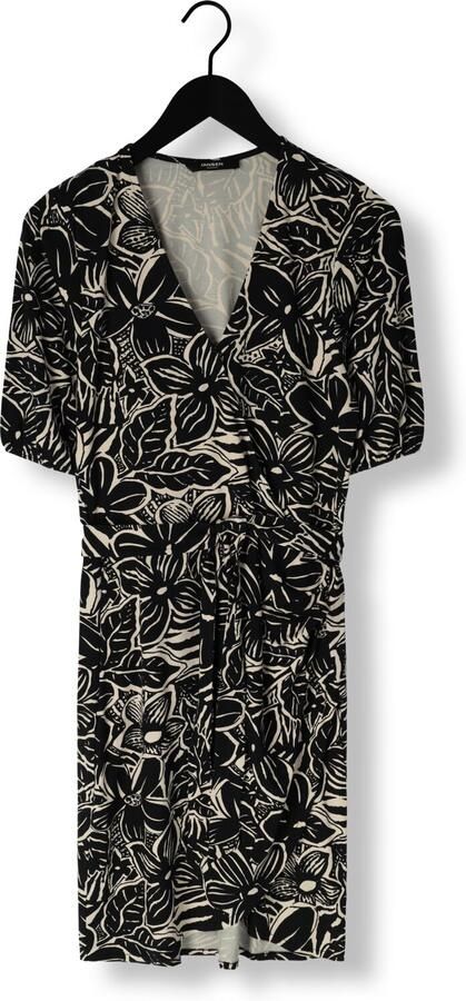 JANSEN AMSTERDAM Dames Jurken Vfb506 Jersey Printed Wrap Dress 3 4 Sleeve Zwart - Foto 3