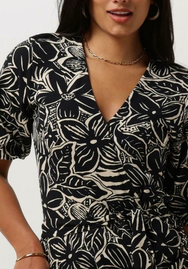JANSEN AMSTERDAM Dames Jurken Vfb506 Jersey Printed Wrap Dress 3 4 Sleeve Zwart - Foto 2