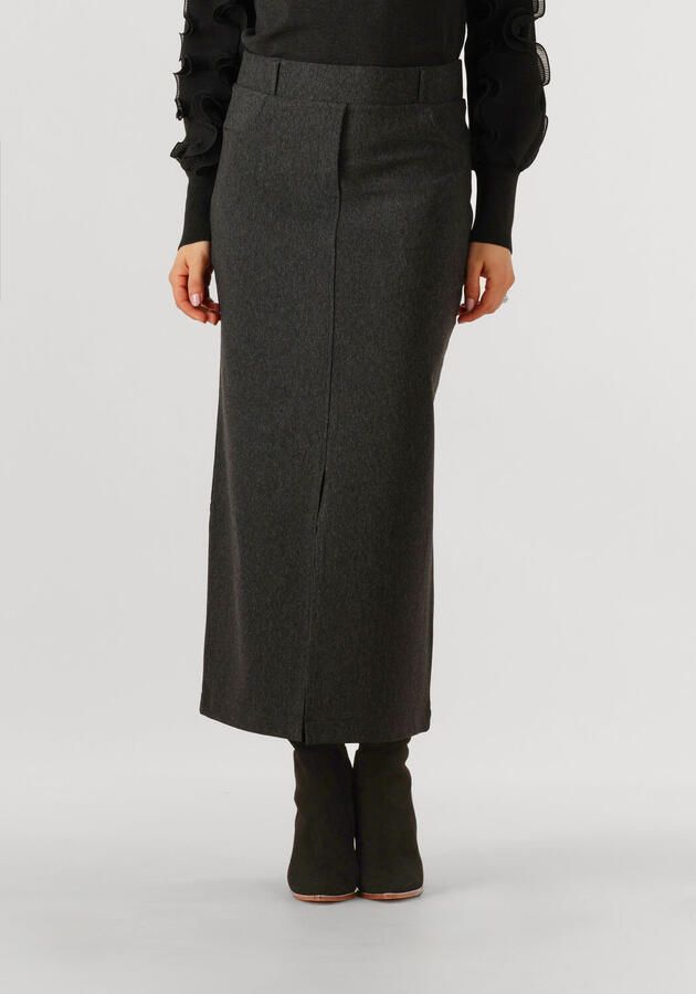JANSEN AMSTERDAM Dames Rokken Georgie Rok Hvm 683 Slit At Front Donkergrijs - Foto 4