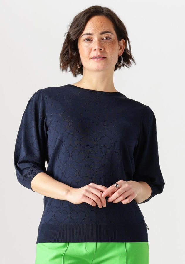 JANSEN AMSTERDAM Dames Tops & T-shirts Judith Top Jk 136 Short Sleeve Donkerblauw - Foto 4