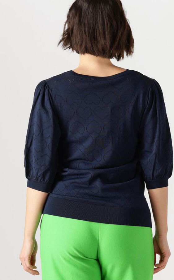 JANSEN AMSTERDAM Dames Tops & T-shirts Judith Top Jk 136 Short Sleeve Donkerblauw - Foto 3