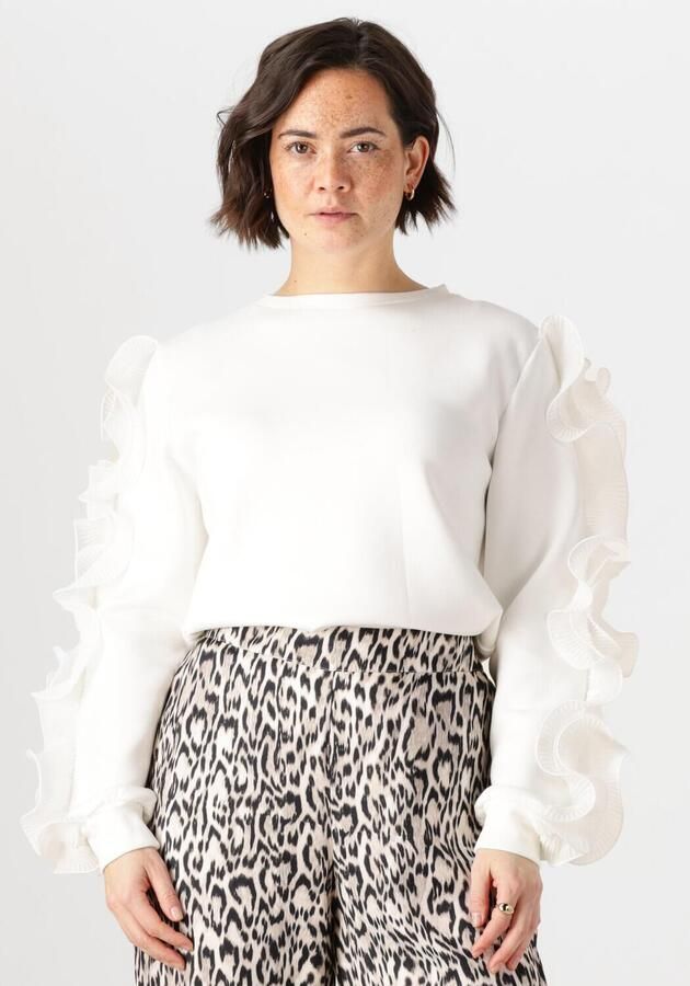 JANSEN AMSTERDAM Dames Tops & T-shirts Kallie Trui Ss 196 Long Sleeve Ruffle Wit - Foto 4